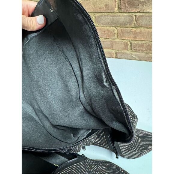 Mata Black Silver Sparkle Slouch Pointed Toe Heeled Boot Size 10 NEW - Picture 10 of 10